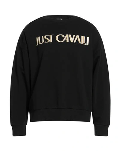 Just Cavalli Man Sweatshirt Black Size Xl Cotton, Elastane In Black