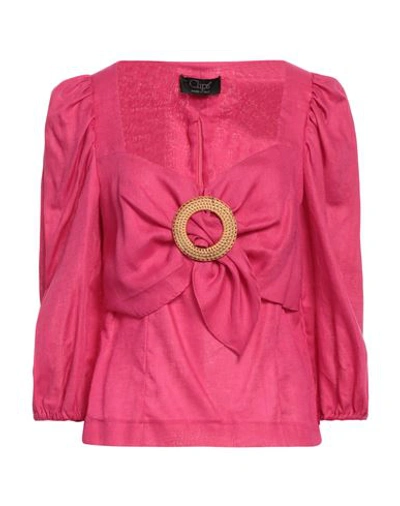 Shop Clips Woman Top Fuchsia Size 12 Linen In Pink