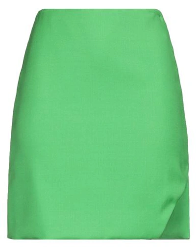 Shop Alexander Mcqueen Woman Mini Skirt Green Size 2 Wool, Mohair Wool