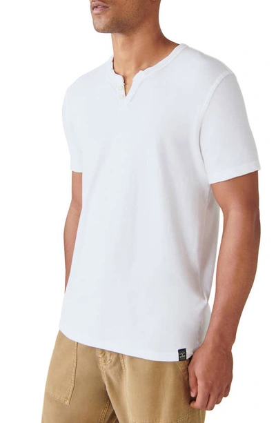 Lucky Brand Venice Button Notch Neck T-shirt In Bright White