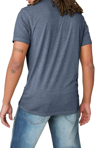 Lucky Brand Venice Button Notch Neck T-shirt In American Navy