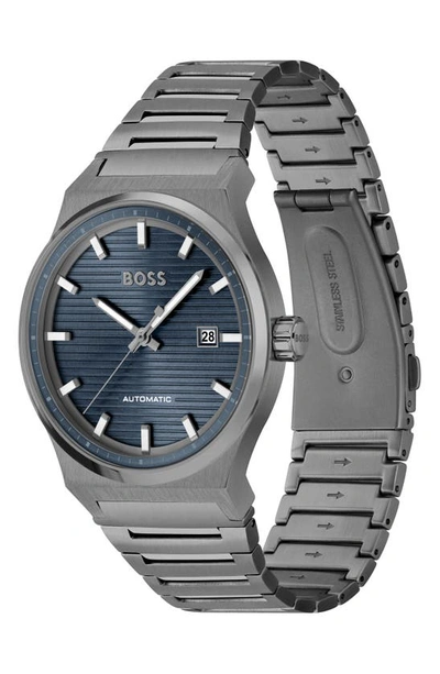 Shop Hugo Boss Boss Candor Automatic Bracelet Watch In Blue