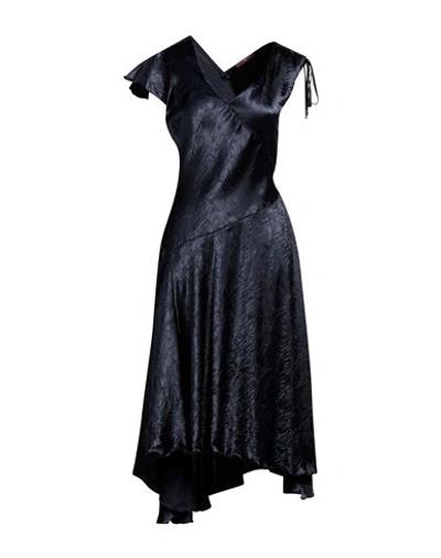High Woman Midi Dress Midnight Blue Size 12 Polyester In Blue