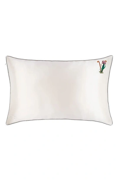 Shop Slip Embroidered Pure Silk Queen Pillowcase In V