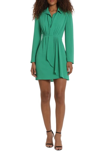 Shop Donna Morgan For Maggy Ruffle Detail Long Sleeve Minidress In Bright Jade