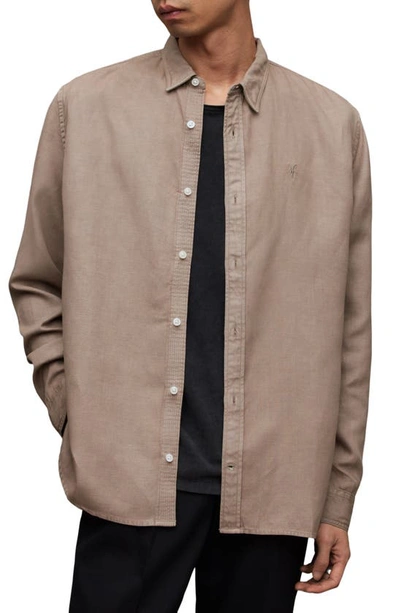 Shop Allsaints Laguna Relaxed Fit Long Sleeve Button-up Shirt In Chestnut Brown