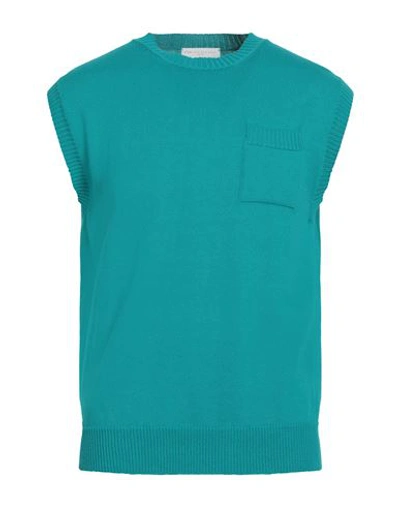 Shop Daniele Fiesoli Man Sweater Turquoise Size Xxl Cotton In Blue