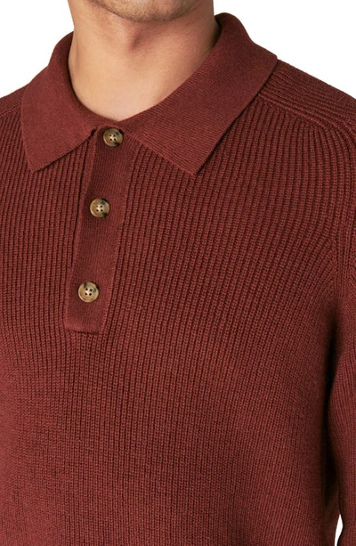 Shop Lucky Brand Cloud Soft Rib Cotton Blend Polo Sweater In Rustic Wine