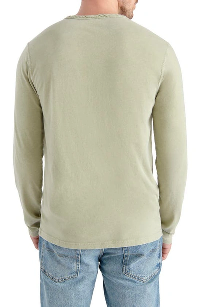 Lucky Brand Notch Neck Mineral Wash Long Sleeve T-shirt In Loden Green
