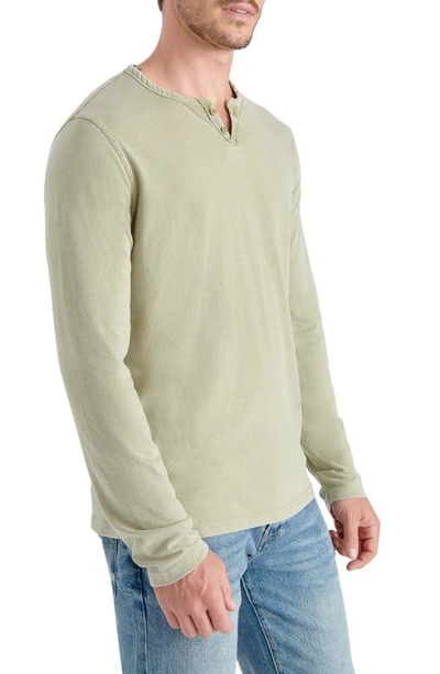 Lucky Brand Notch Neck Mineral Wash Long Sleeve T-shirt In Loden Green