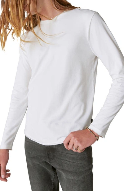 Shop Lucky Brand Venice Burnout Long Sleeve T-shirt In Marshmallow