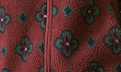Lucky Brand Print High Pile Fleece Jacket In Red Multi