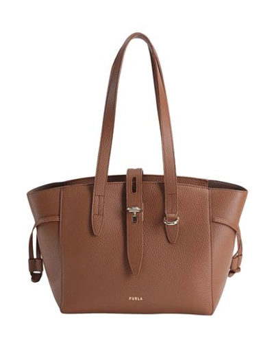 Shop Furla Net S Tote 24 Woman Handbag Brown Size - Calfskin