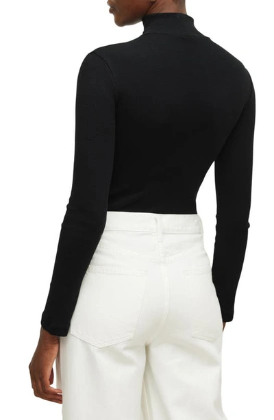 Allsaints Raffi Roll Neck Cotton Blend Bodysuit In Black