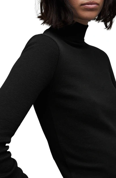 Shop Allsaints Raffi Roll Neck Long Sleeve Bodysuit In Black