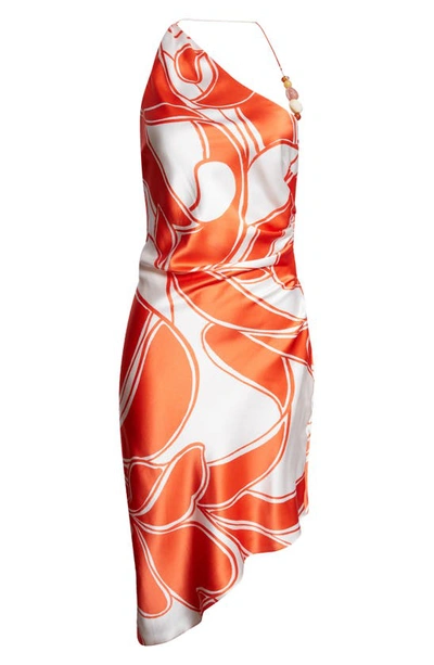 Shop Sir Ramona Print Asymmetric Silk Midi Dress In Mariposa Lily