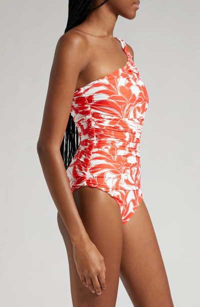Shop Sir Renata Ruched One-shoulder Floral One-piece Swimsuit In Mariposa Lily