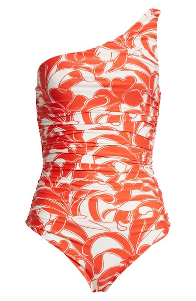 Shop Sir Renata Ruched One-shoulder Floral One-piece Swimsuit In Mariposa Lily