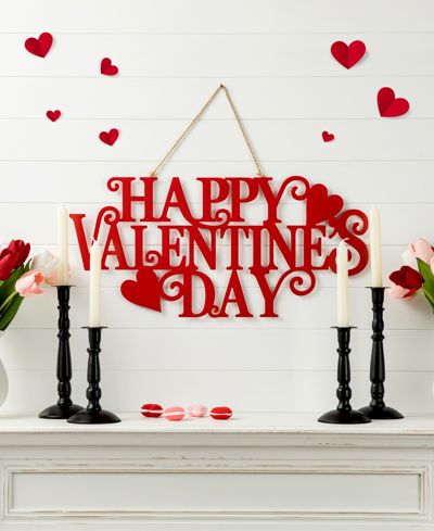 Glitzhome 24" L Metal "happy Valentine's Day" Wall Decor In Red