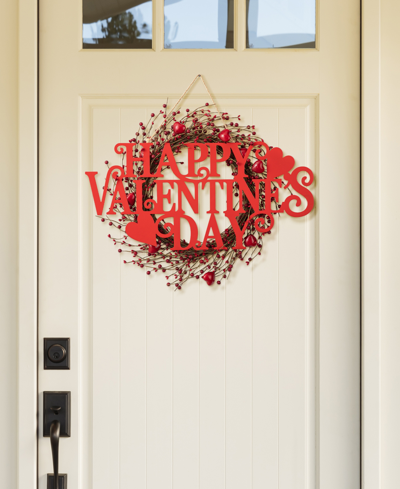 Glitzhome 24" L Metal "happy Valentine's Day" Wall Decor In Red