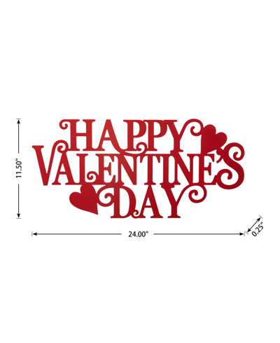 Glitzhome 24" L Metal "happy Valentine's Day" Wall Decor In Red