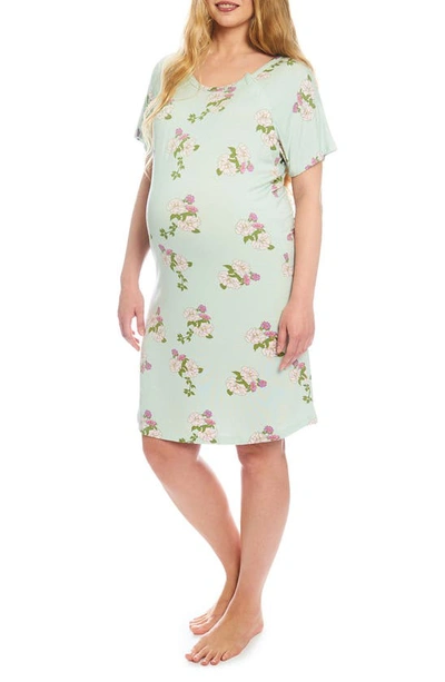 Shop Everly Grey Rosa Jersey Maternity Hospital Gown In Peony