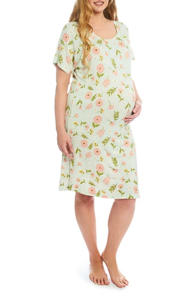 Shop Everly Grey Rosa Jersey Maternity Hospital Gown In Carnation