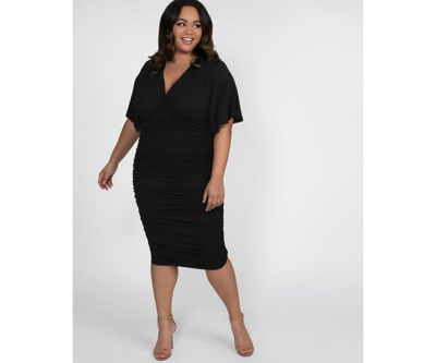 Shop Kiyonna Women's Plus Size Rumor Ruched Dress In Black Noir