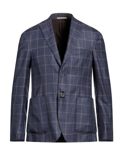 Shop Pal Zileri Man Blazer Slate Blue Size 48 Cashmere, Silk, Linen