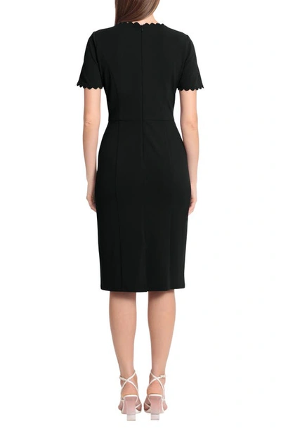 Shop Maggy London Short Sleeve Midi Sheath Dress In Black