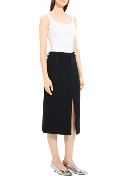 Shop Theory Front Vent A-line Skirt In Black