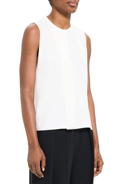 Shop Theory Flap Detail Sleeveless Silk Shell In Ivory