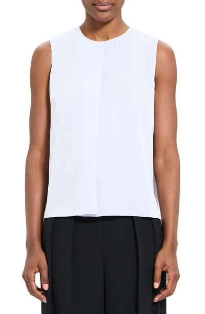 Shop Theory Flap Detail Sleeveless Silk Shell In Ice