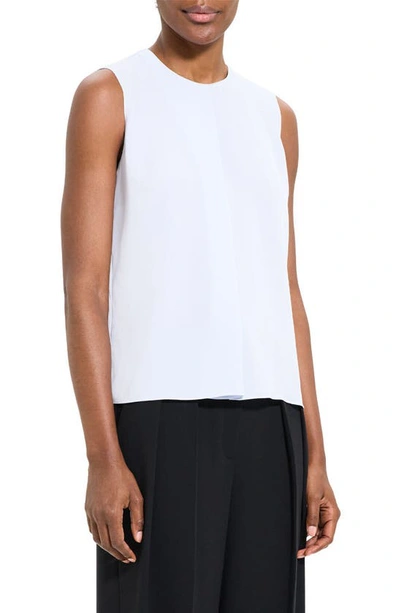 Shop Theory Flap Detail Sleeveless Silk Shell In Ice