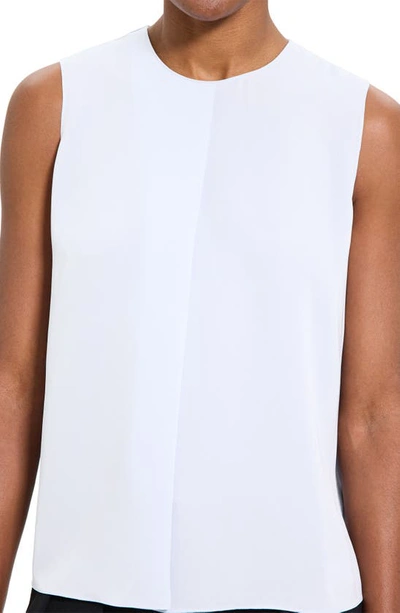 Shop Theory Flap Detail Sleeveless Silk Shell In Ice