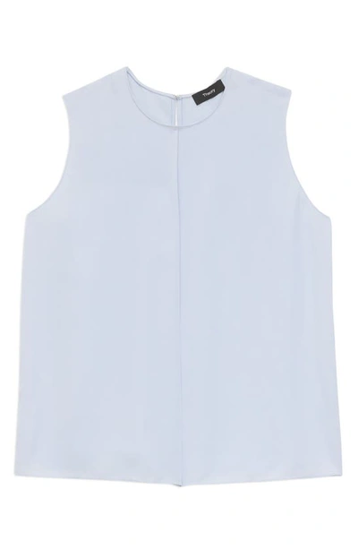 Shop Theory Flap Detail Sleeveless Silk Shell In Ice