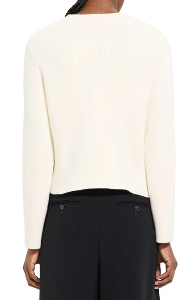 Theory Short Cashmere And Wool Knit Jacket In Ivory