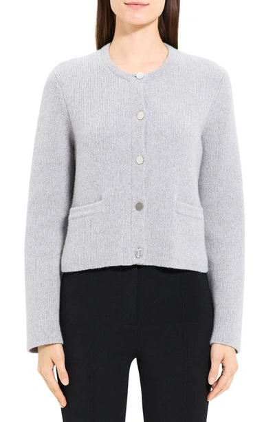 Shop Theory Wool & Cashmere Cardigan Sweater In Light Heather Grey