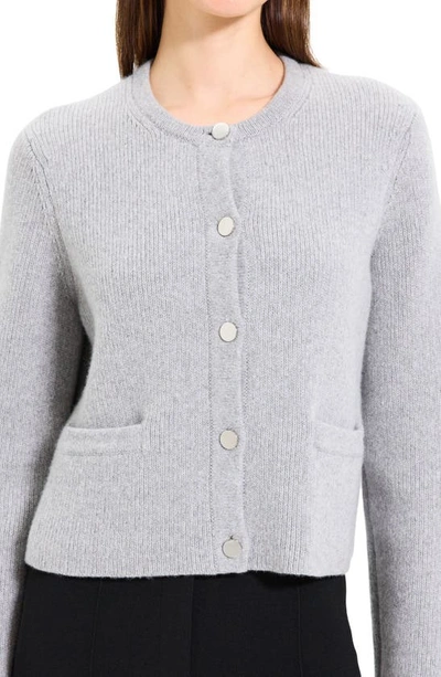 Shop Theory Wool & Cashmere Cardigan Sweater In Light Heather Grey
