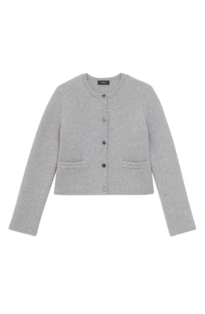 Shop Theory Wool & Cashmere Cardigan Sweater In Light Heather Grey