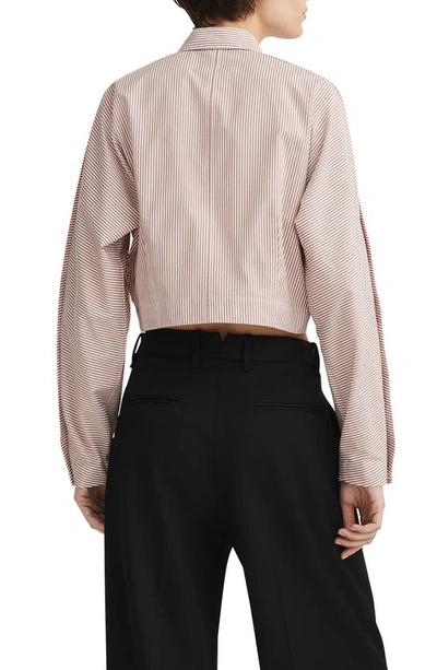 Shop Rag & Bone Morgan Stripe Crop Cotton Shirt In Brown Stripe