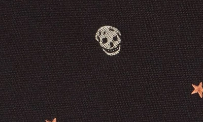 Shop Alexander Mcqueen Stars & Skulls Silk Tie In Black/ Peach
