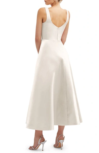 Shop Dessy Collection Square Neck Sateen Midi Gown In Ivory