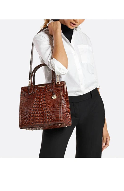 Shop Brahmin Caroline Croc Embossed Leather Satchel In Juniper