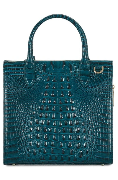 Shop Brahmin Caroline Croc Embossed Leather Satchel In Juniper