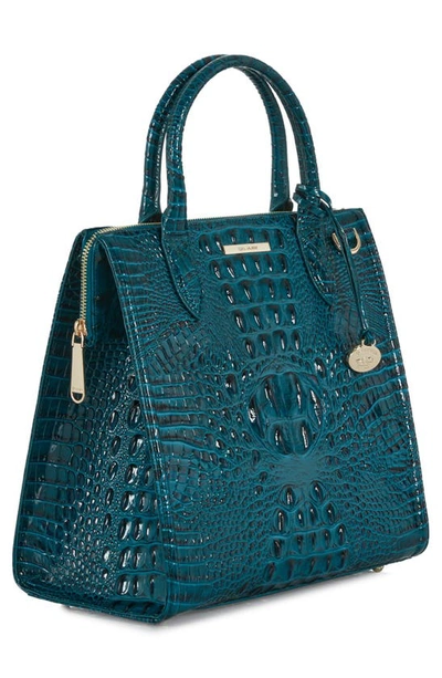 Shop Brahmin Caroline Croc Embossed Leather Satchel In Juniper