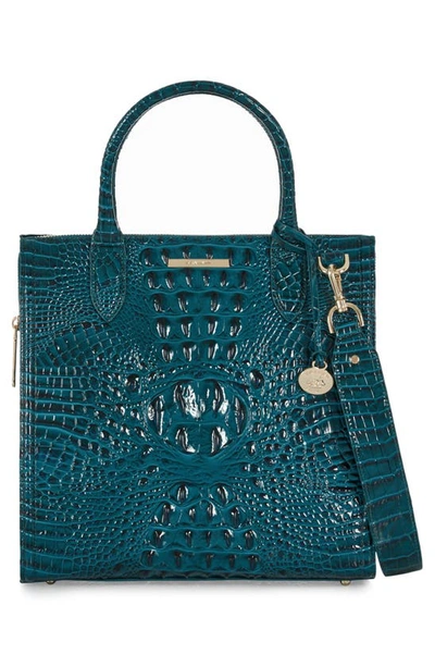 Shop Brahmin Caroline Croc Embossed Leather Satchel In Juniper