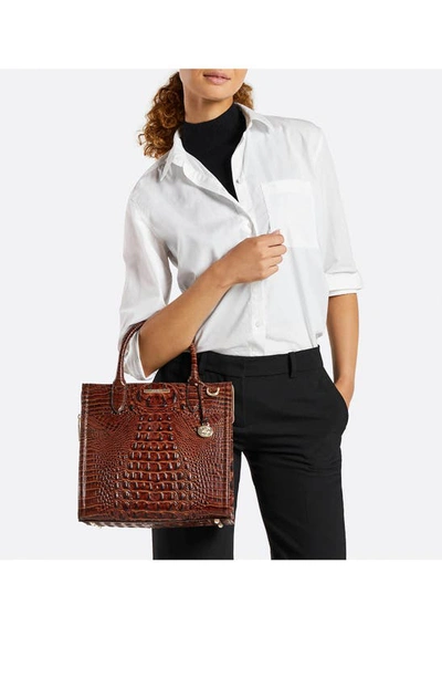 Shop Brahmin Caroline Croc Embossed Leather Satchel In Juniper