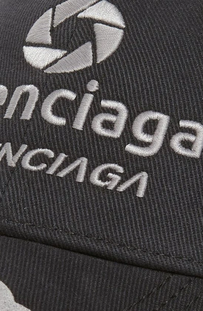 Shop Balenciaga Notch Racer Logo Embroidered Cotton Twill Baseball Cap In Black