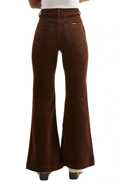 Shop Rolla's Eastcoast Flare Pants In Brown Cord